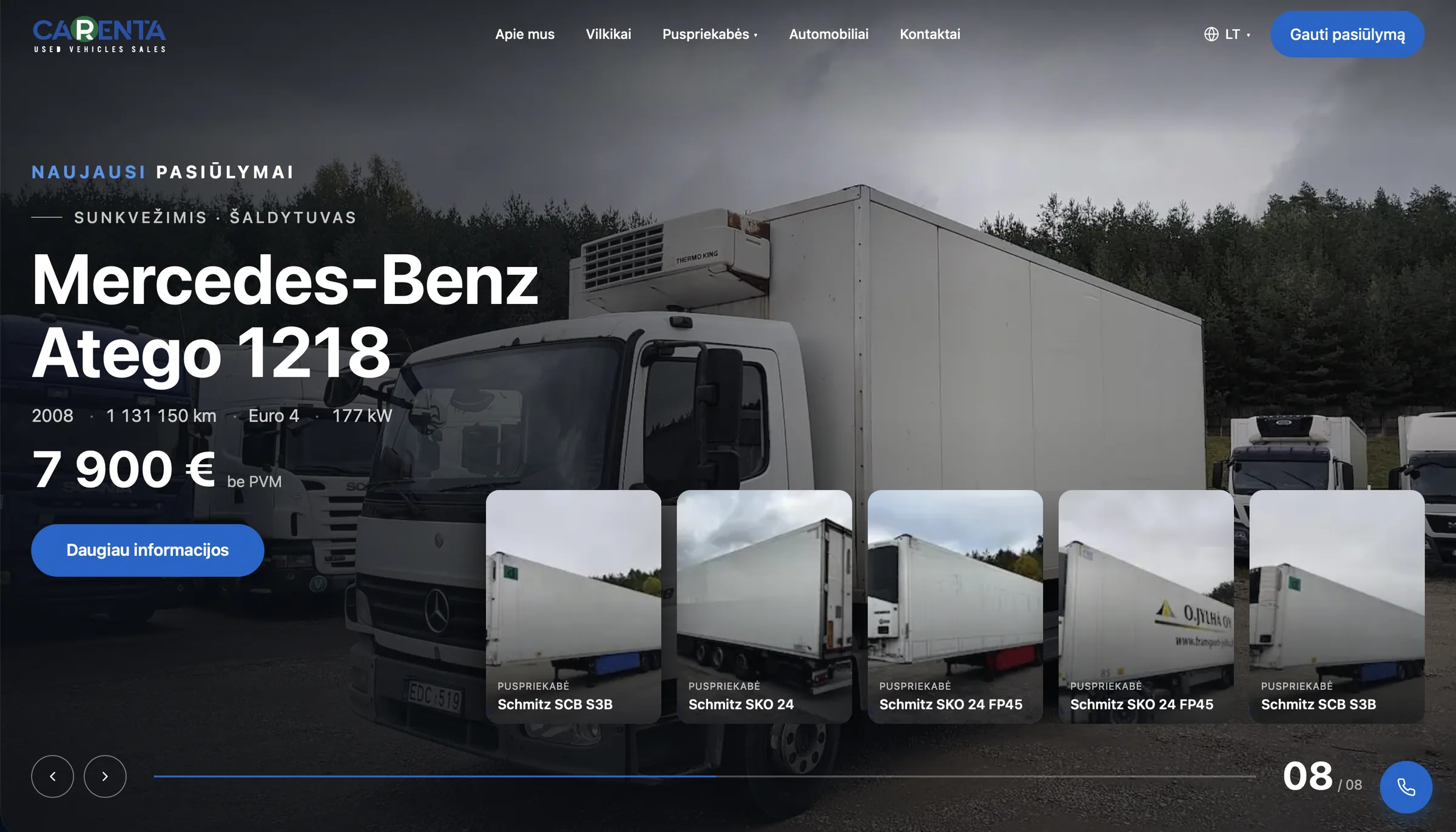 Carenta home page with the latest offers