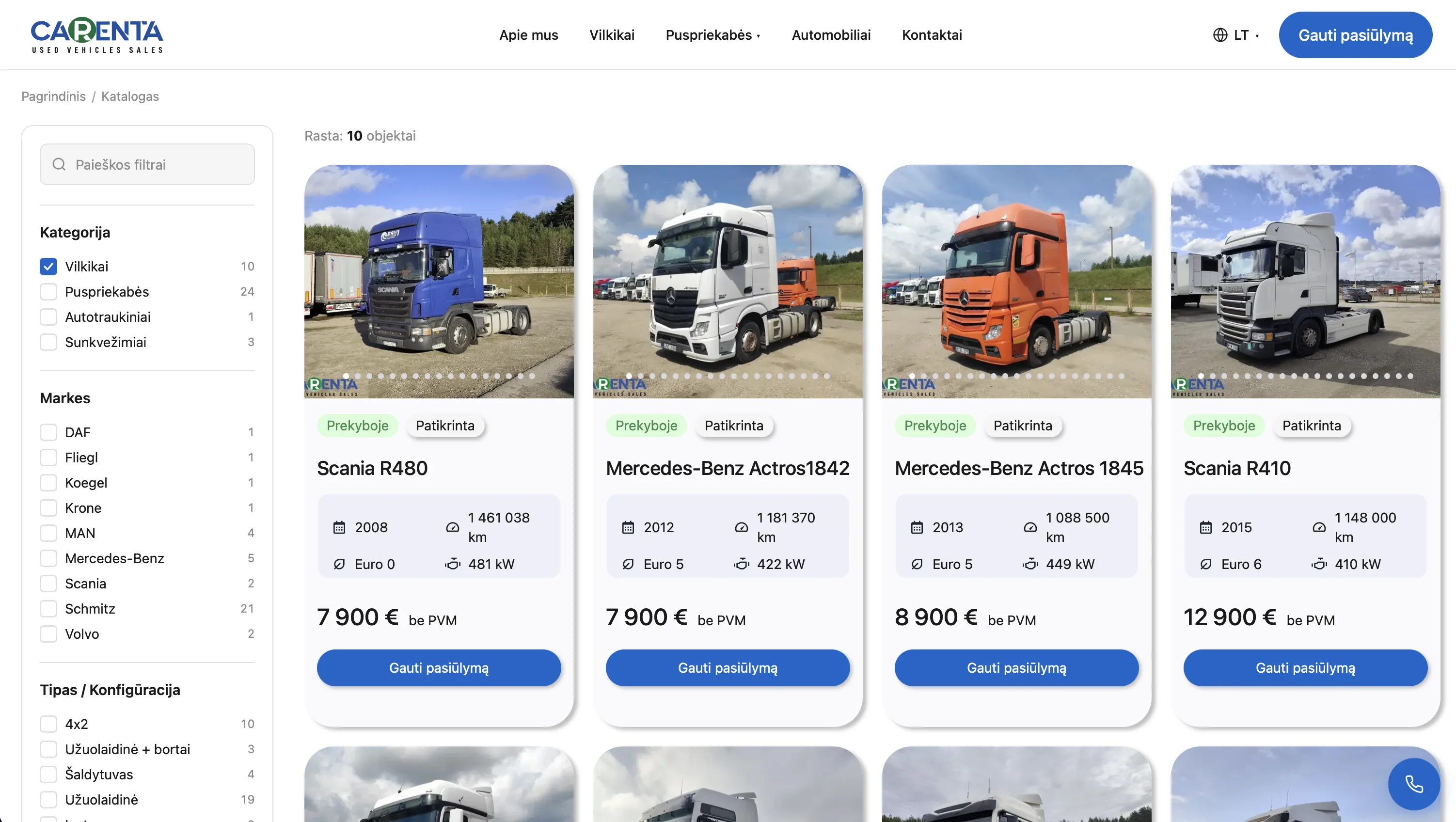 Listing page