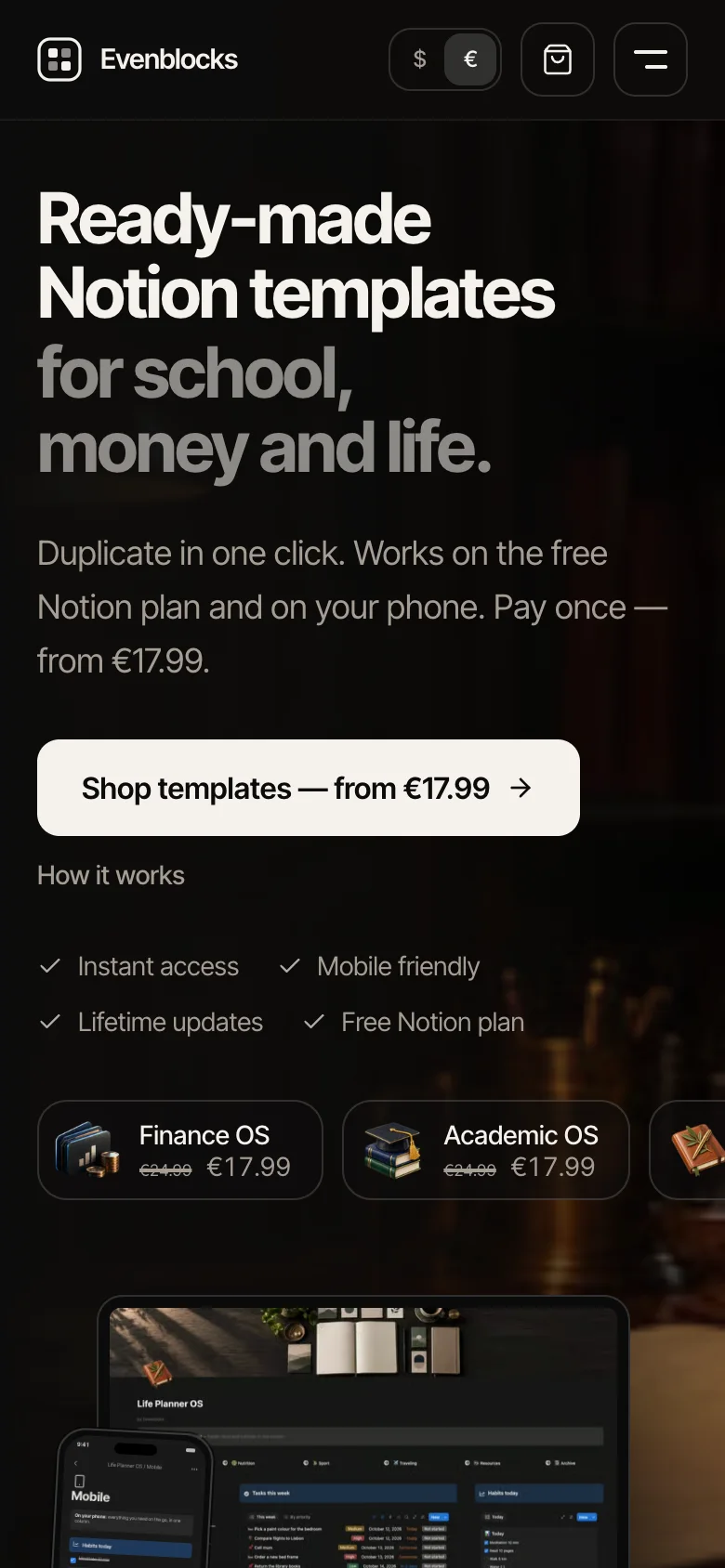 Home page on a phone
