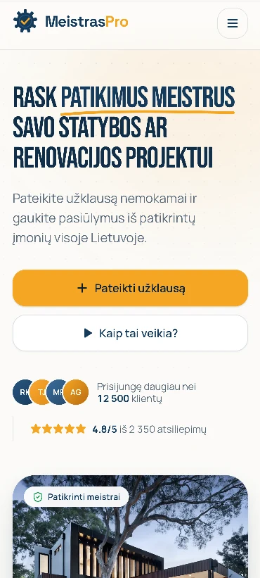 Pradžios puslapis telefone