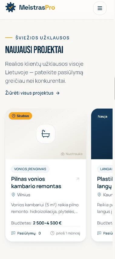 Darbų sąrašas telefone